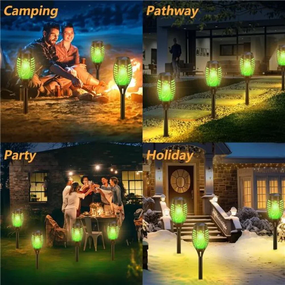 Solar Torch Lights for Garden Decor 8 Pack 12 LED Solar Lights for Outside